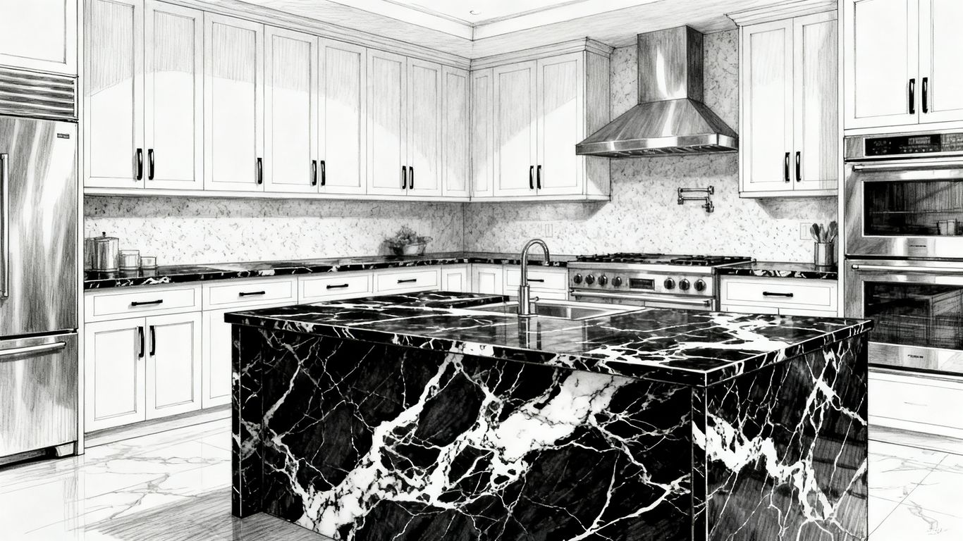Luxury bathroom featuring dark marble