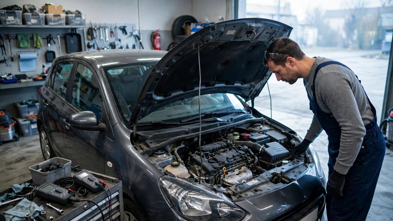Prüfung eines Golf Dieselmotors beim Kaltstart