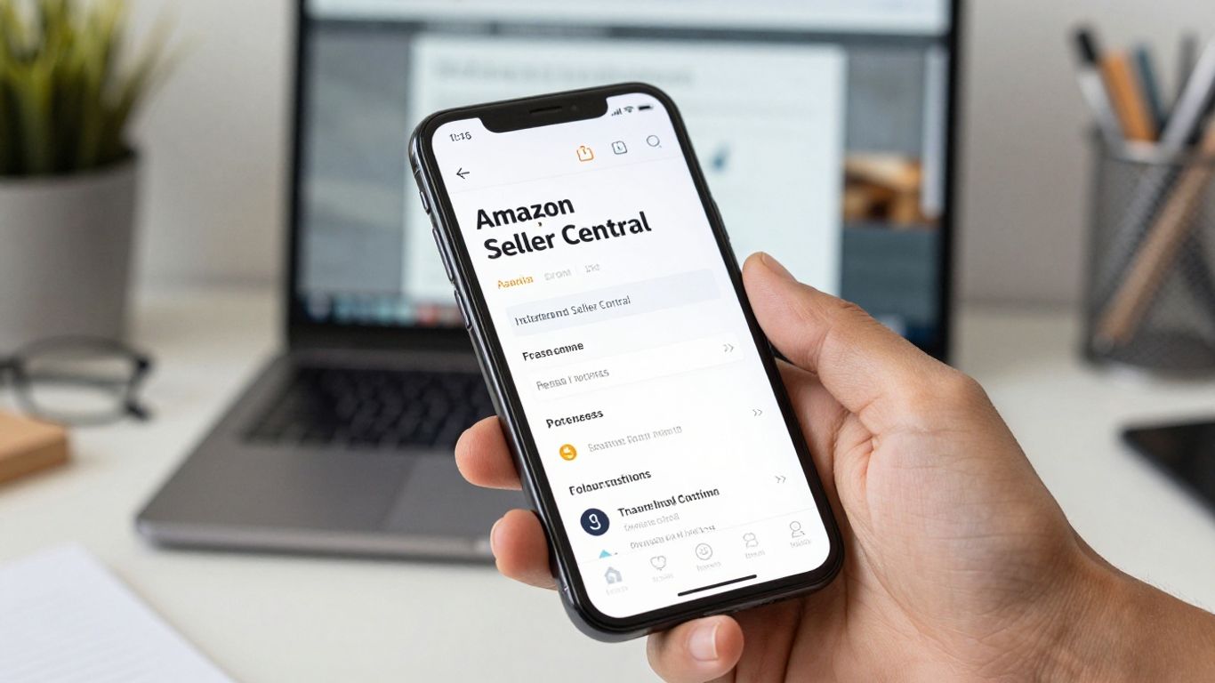Amazon Seller Central interface on a smartphone.