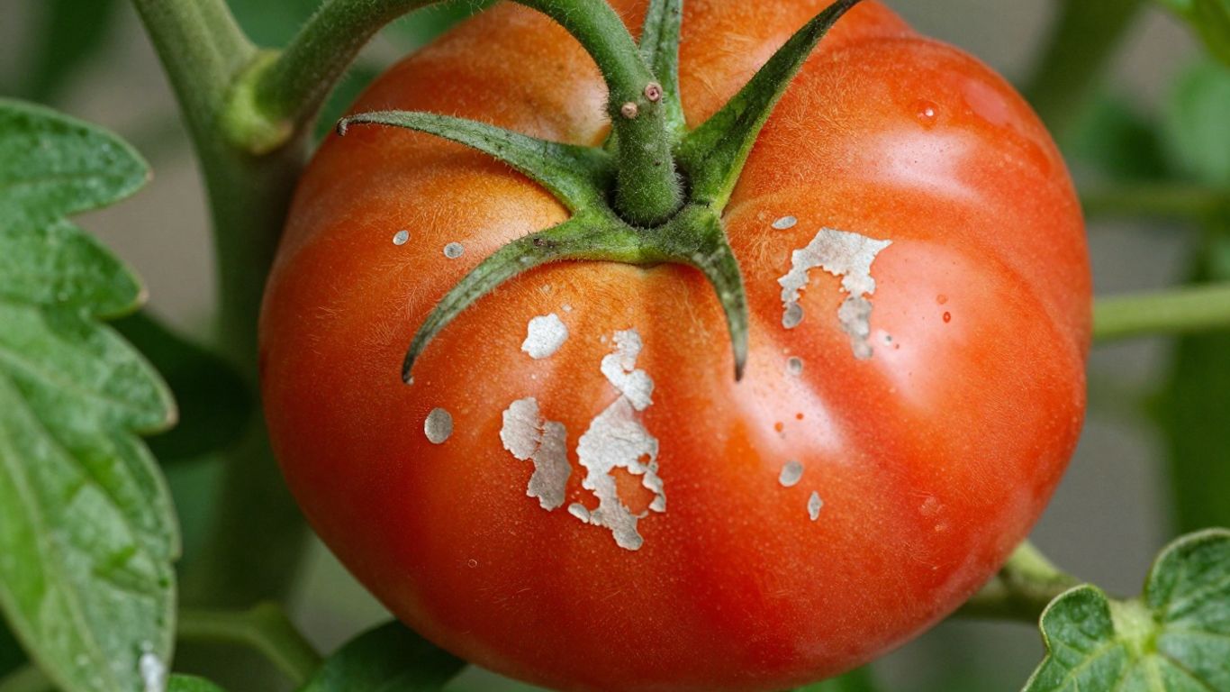 Sonnenbrandschaden an einer Tomate