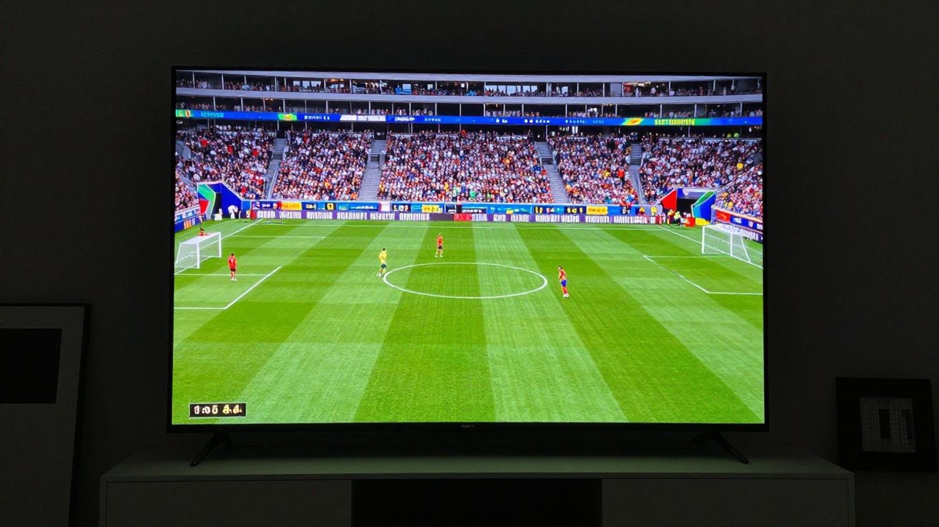 High definition television display showing crisp sports broadcast