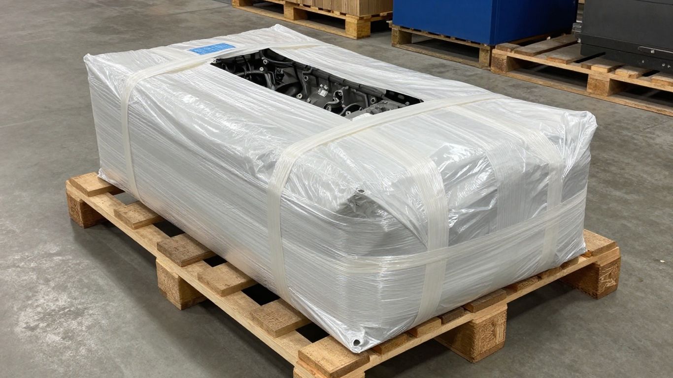Securely packaged Toyota gearbox ready for freight