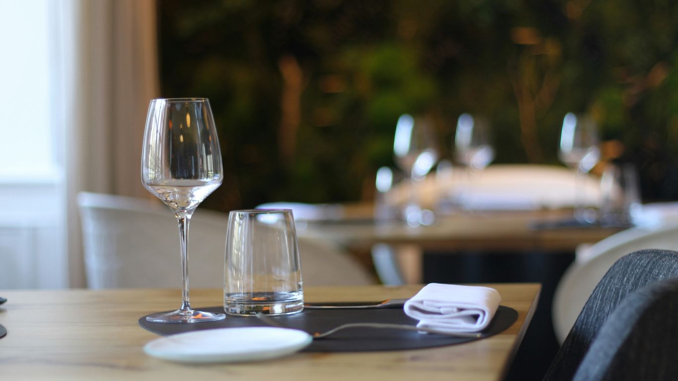 clear wine glass on table