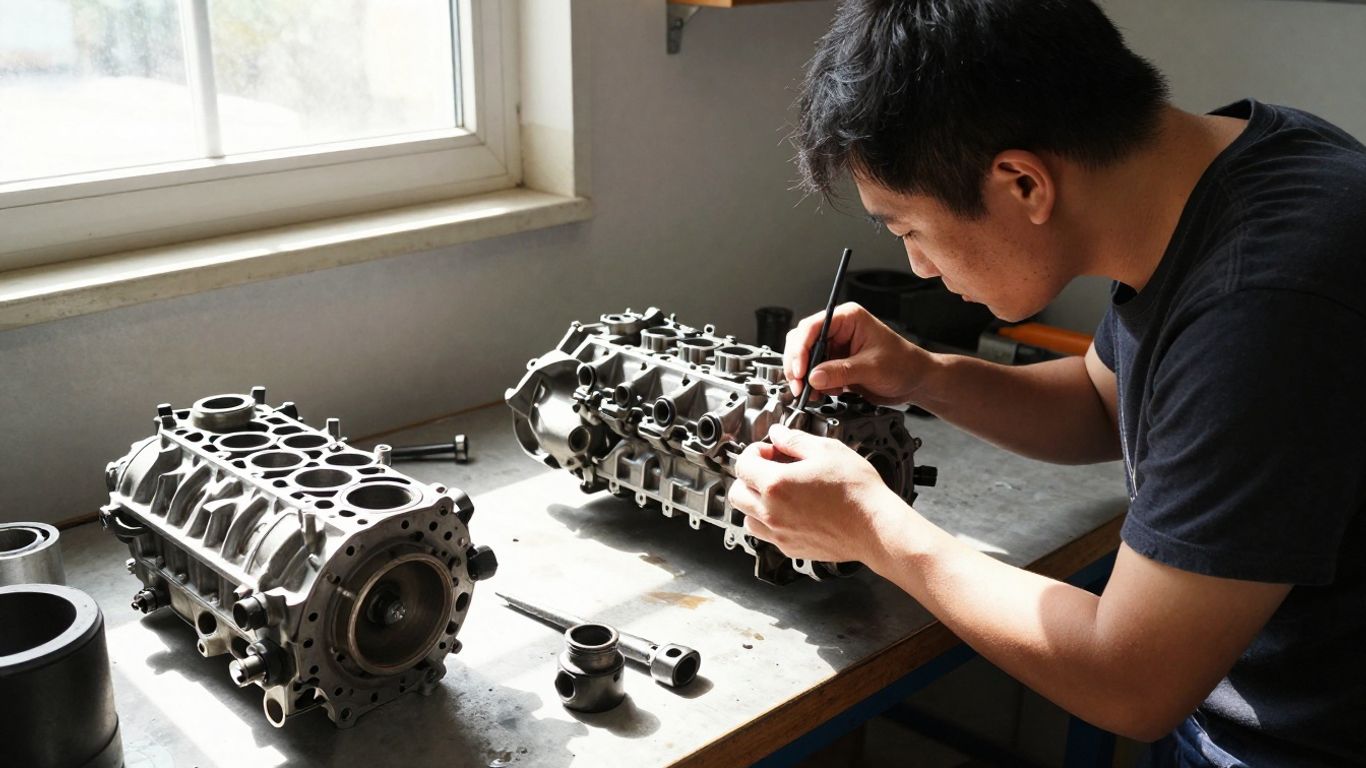 Mechanic inspecting a Volkswagen engine in Parramatta.