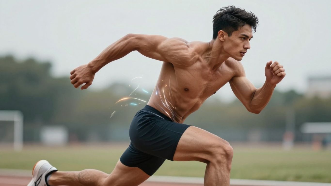 Athlete in peak physical condition, recovering.