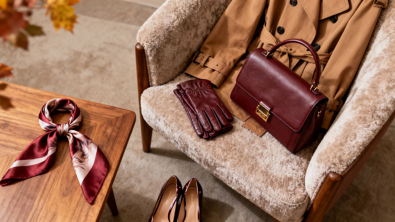 Parisian autumn luxury fashion flat lay.