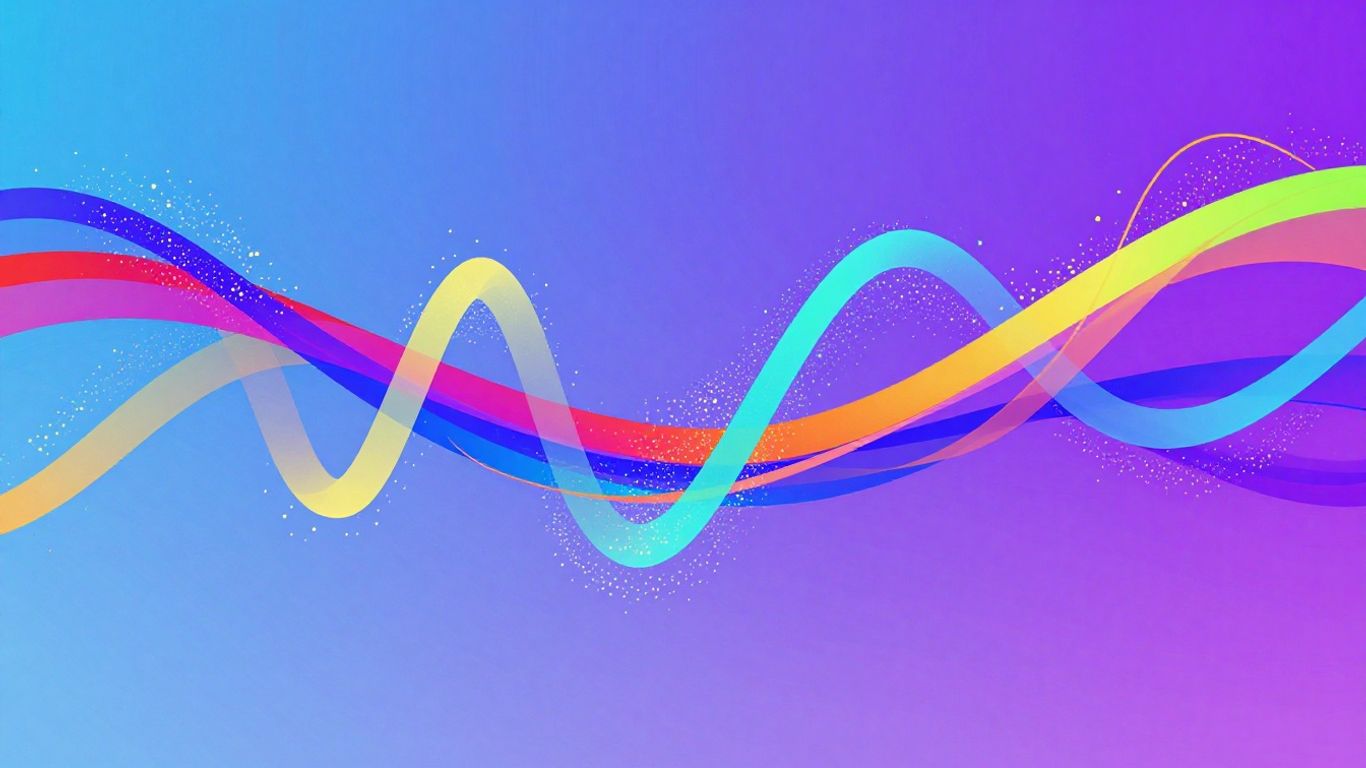 Colorful sound waves with light particles.