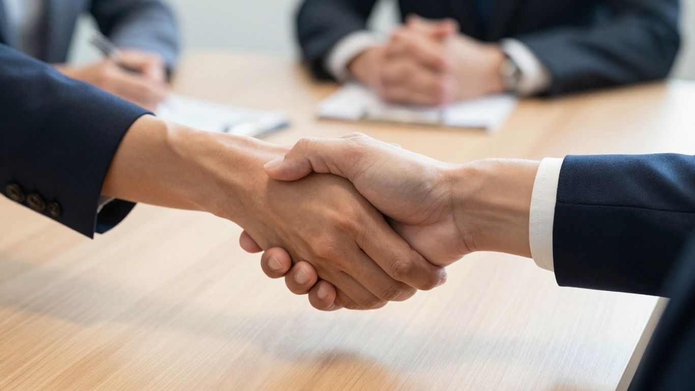 A candidate interviewing with experienced leadership