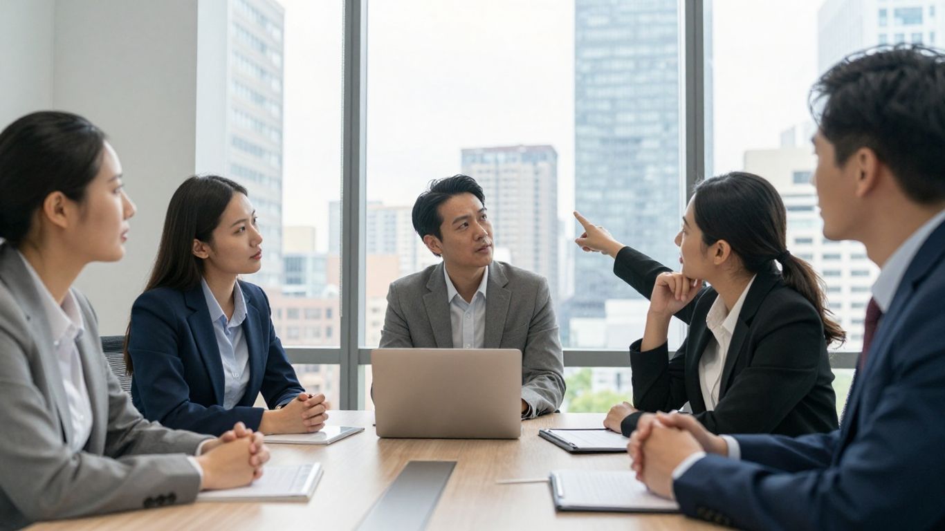 Business people looking at UK cityscape, choosing a CRM vendor.