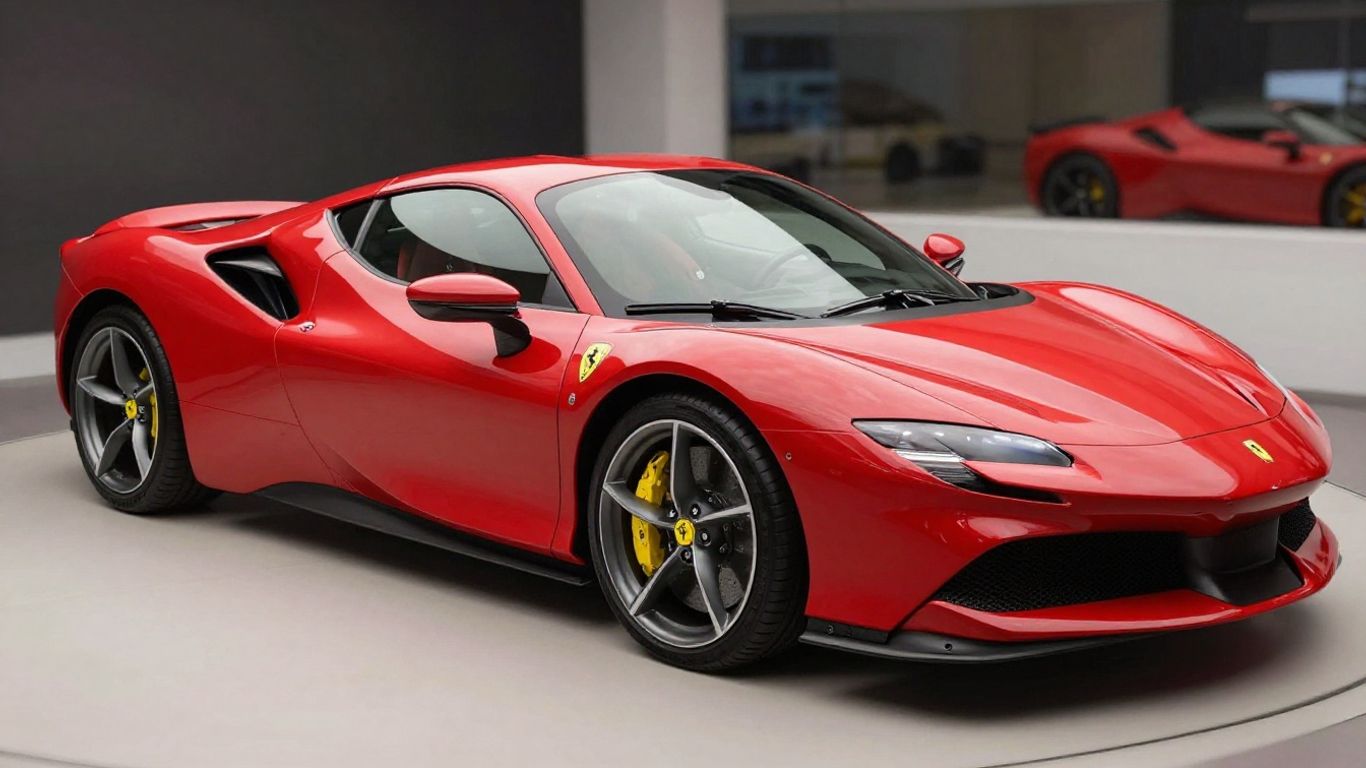 Ferrari SF90 Stradale with hybrid components visible.