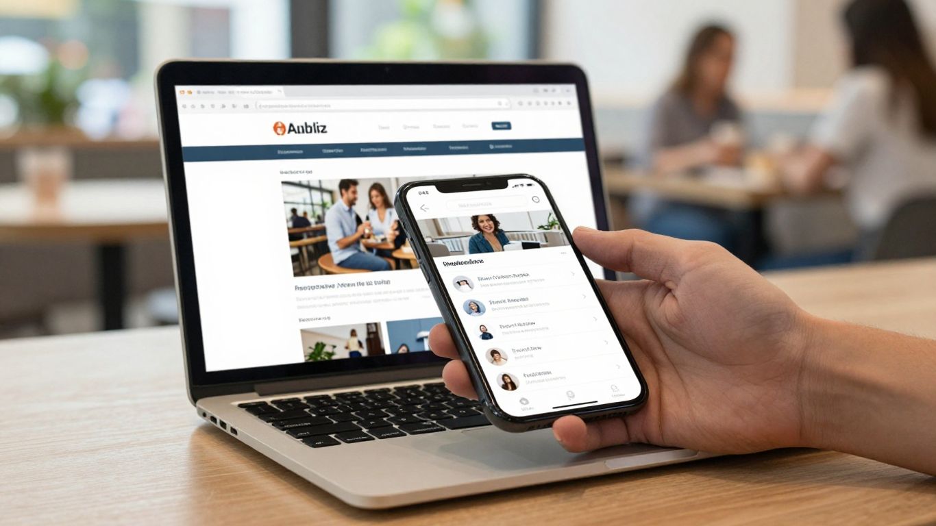Mobile website redesign viewed in Singapore cafe