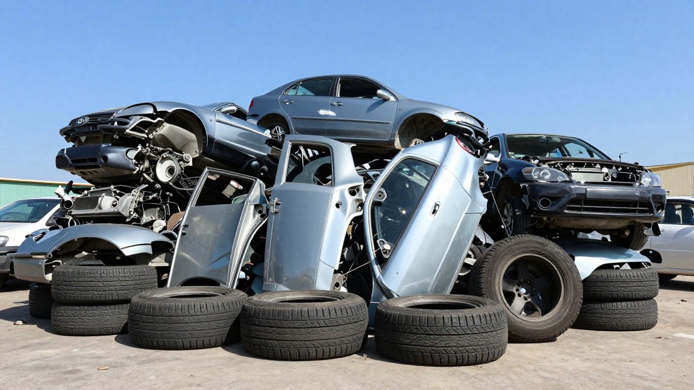 Toyota car parts at a wrecking yard in Darwin.