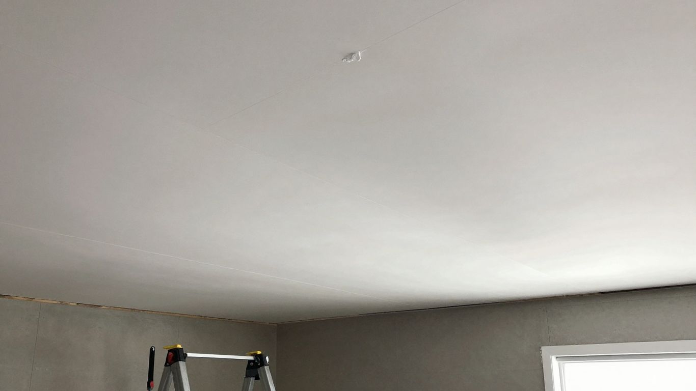 Newly installed basement drywall ceiling in Dacula, Georgia.