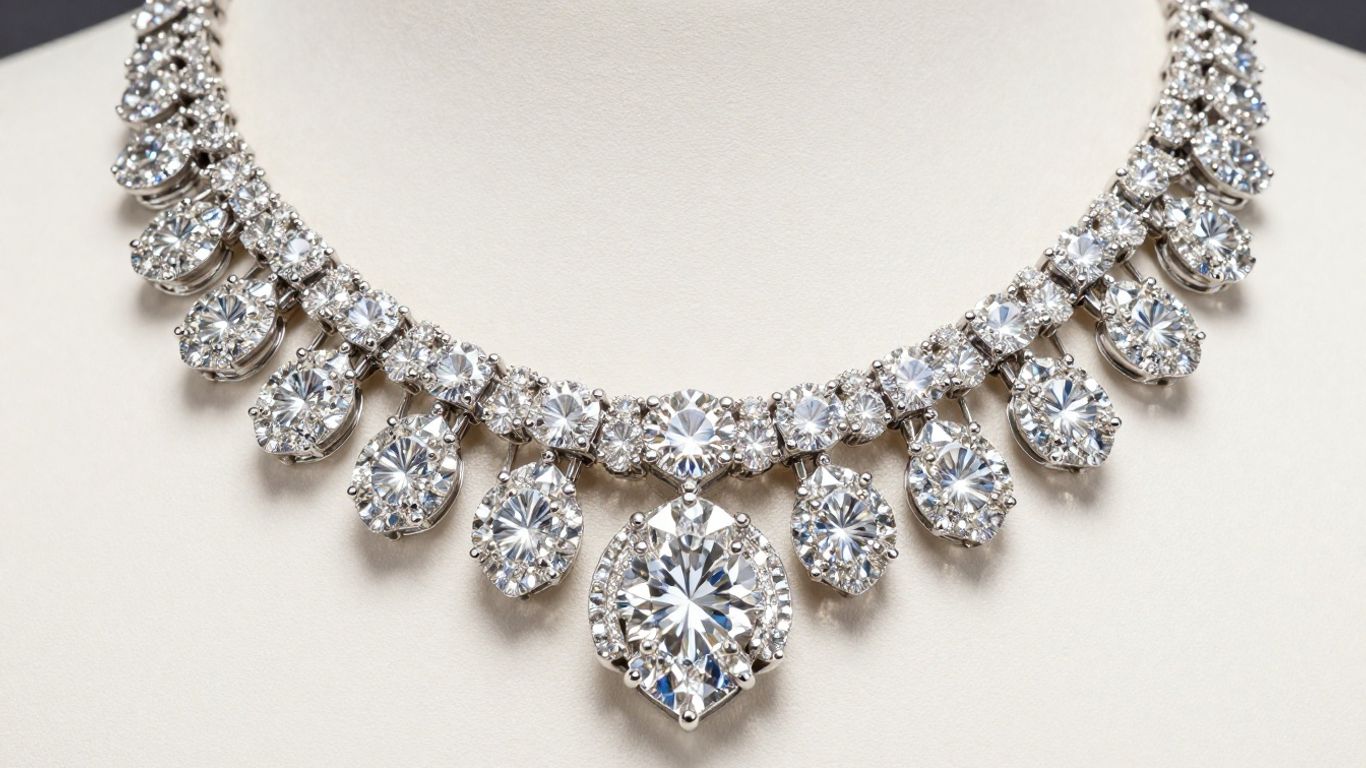 Elegant diamond necklace sparkling with brilliant gemstones.