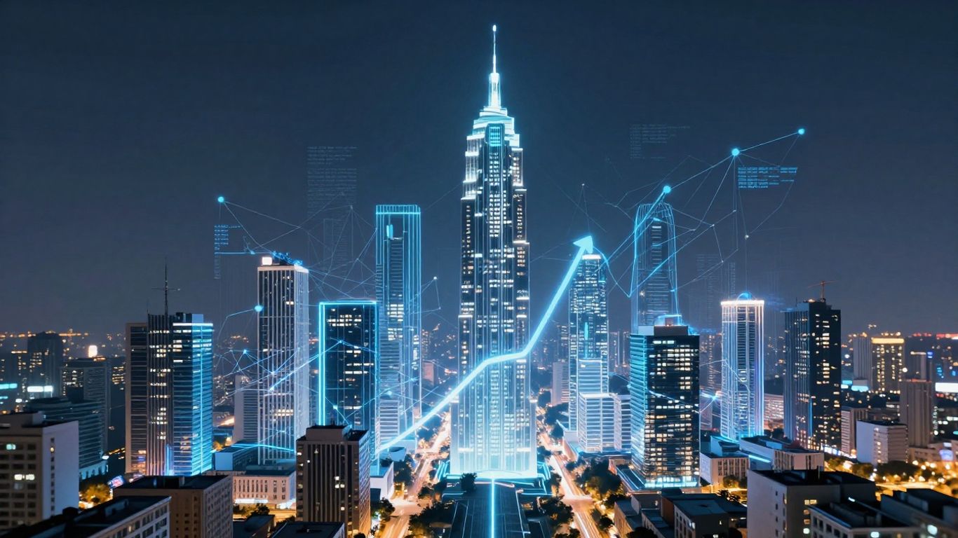 Abstract digital advertising growth and strategy visualization.