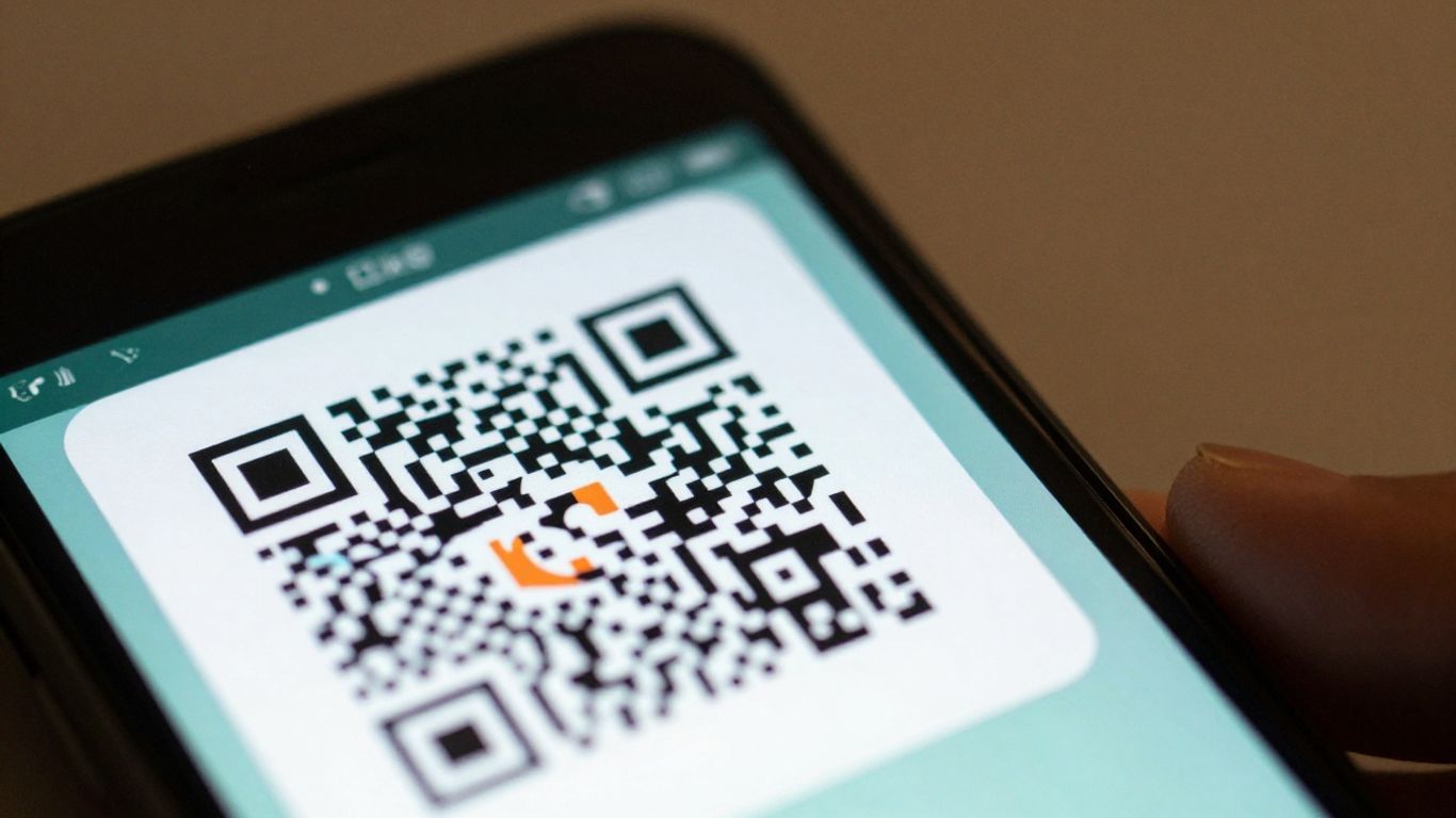 Smartphone displaying a Wi-Fi QR code.