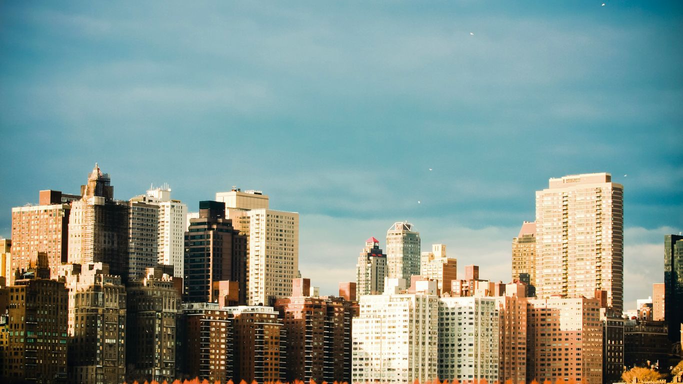 Panoramic rooftop view at dusk