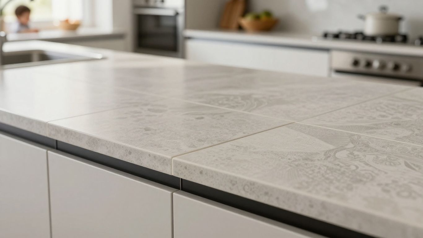 Heat-resistant countertop and tile options for kitchens.