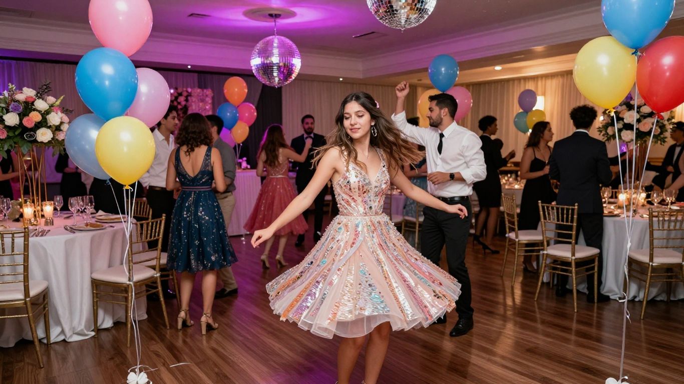 Sweet 16 party in Dallas with dancing and decorations.