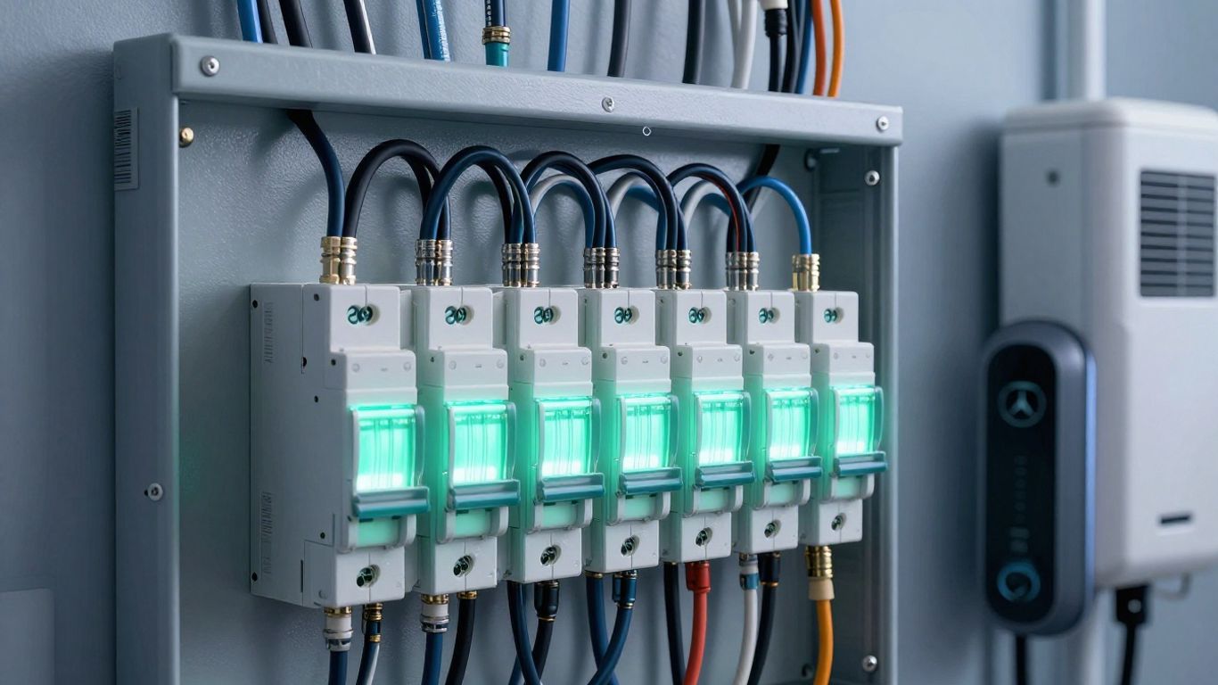 Electrical panel ready for EV charging and heat pump.