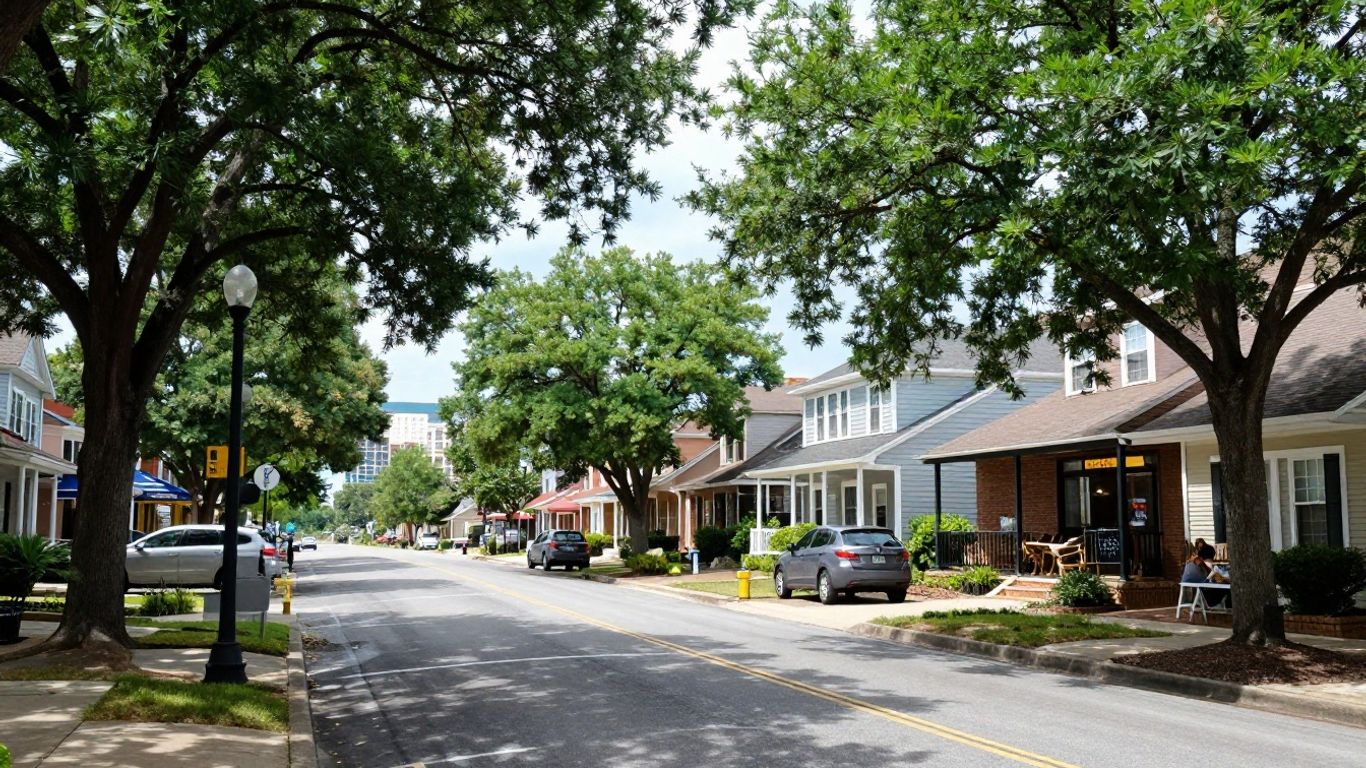 The Oaks Charlotte neighborhood with trees and homes.