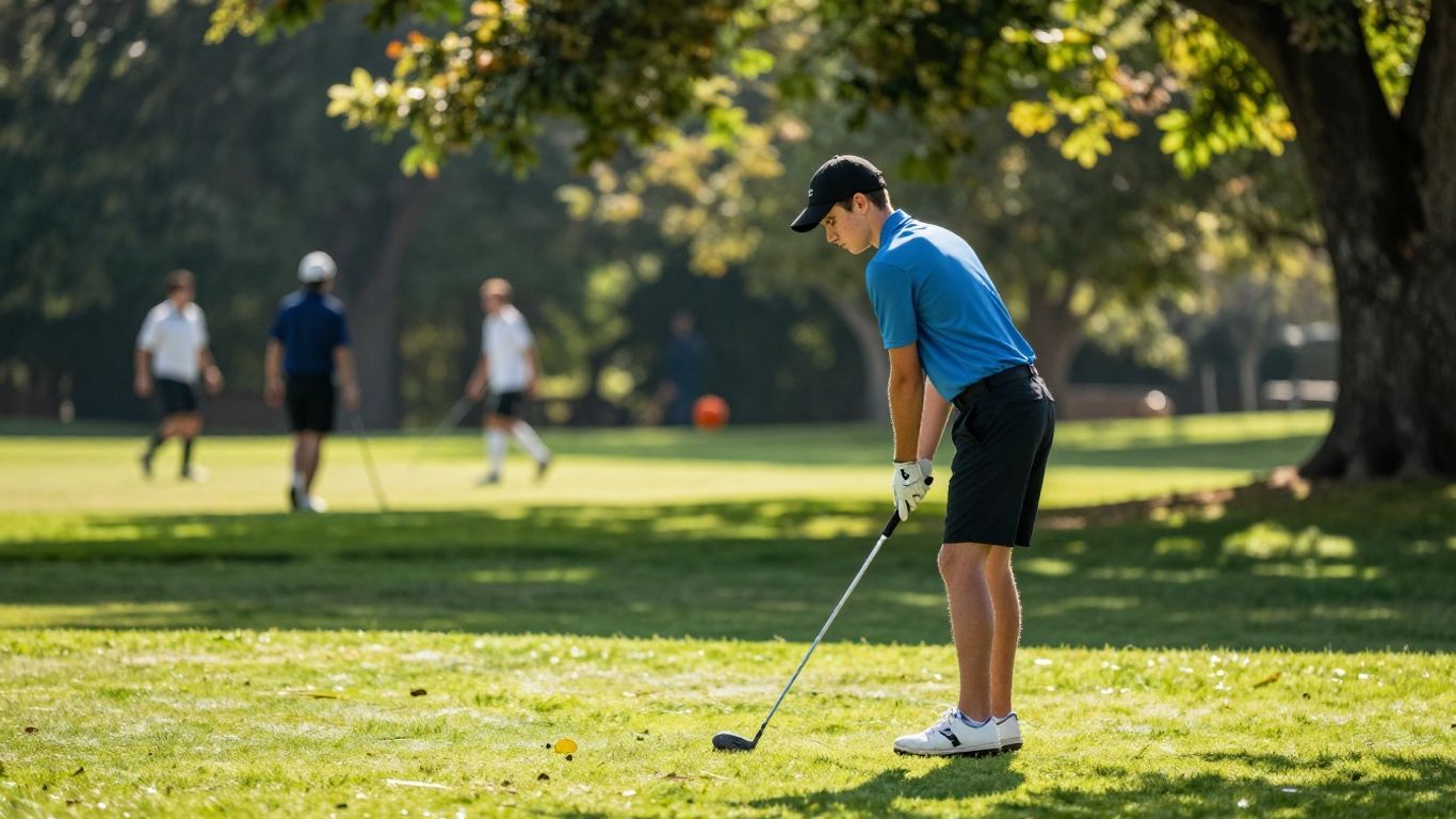 Young golfer contemplating other sports options.