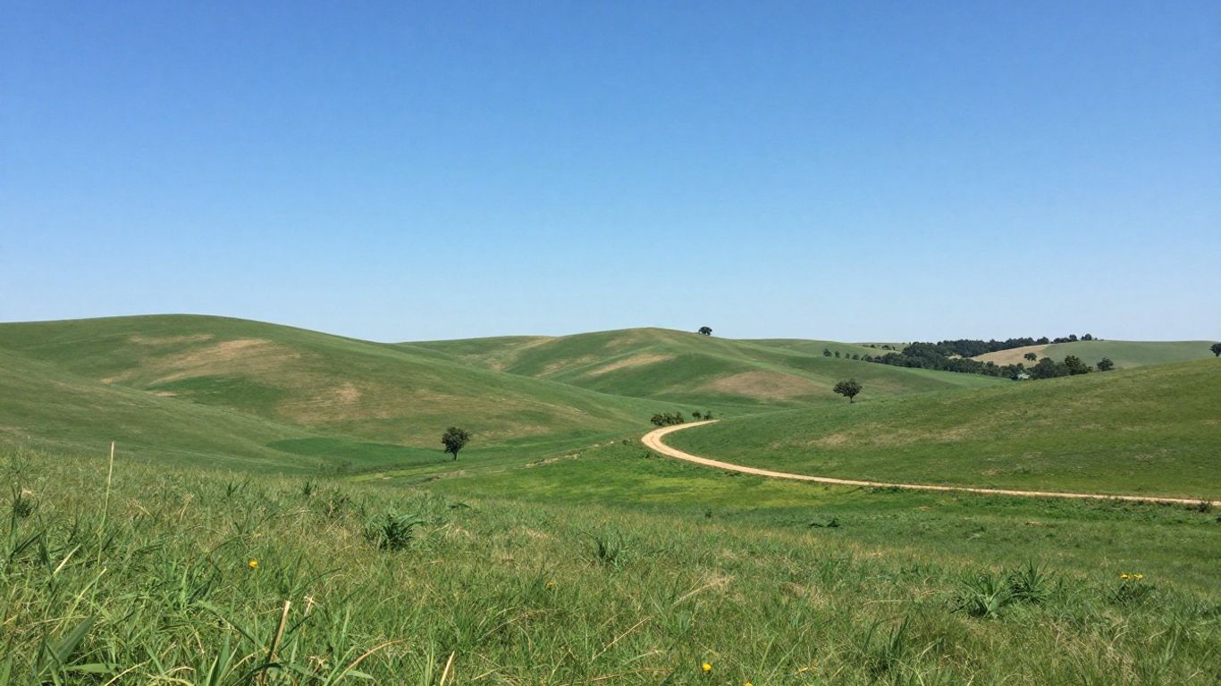 Vast undeveloped land with rolling hills and a dirt path.