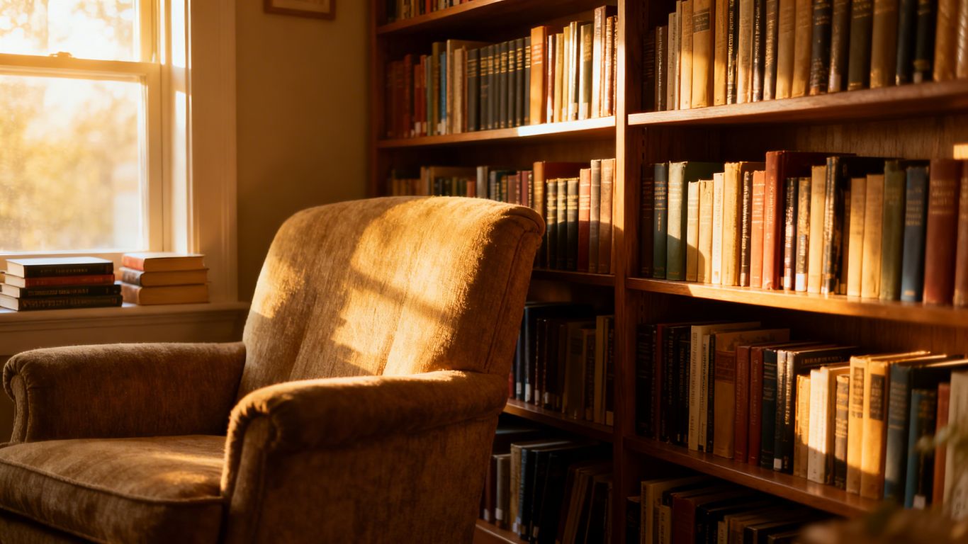 Fan Xi Yu's personal library with many books.