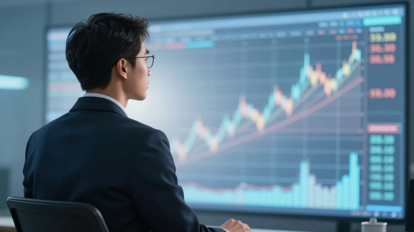 Trader planning strategy for market success.