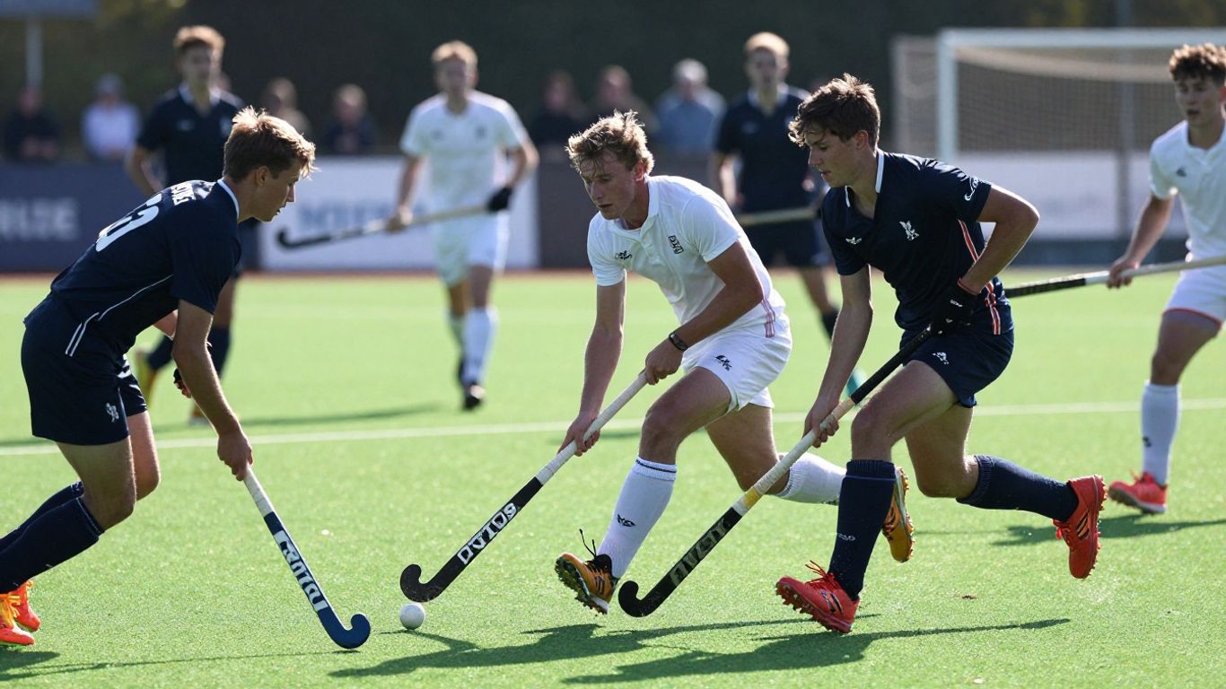 Ryde Hockey Club players in action on a green field.