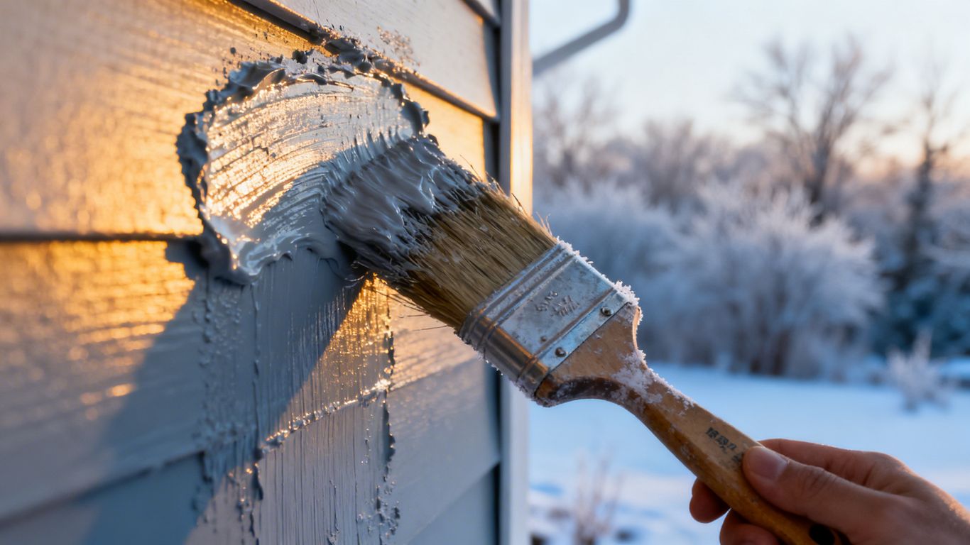 House exterior painted for winter in Muncie, Indiana.
