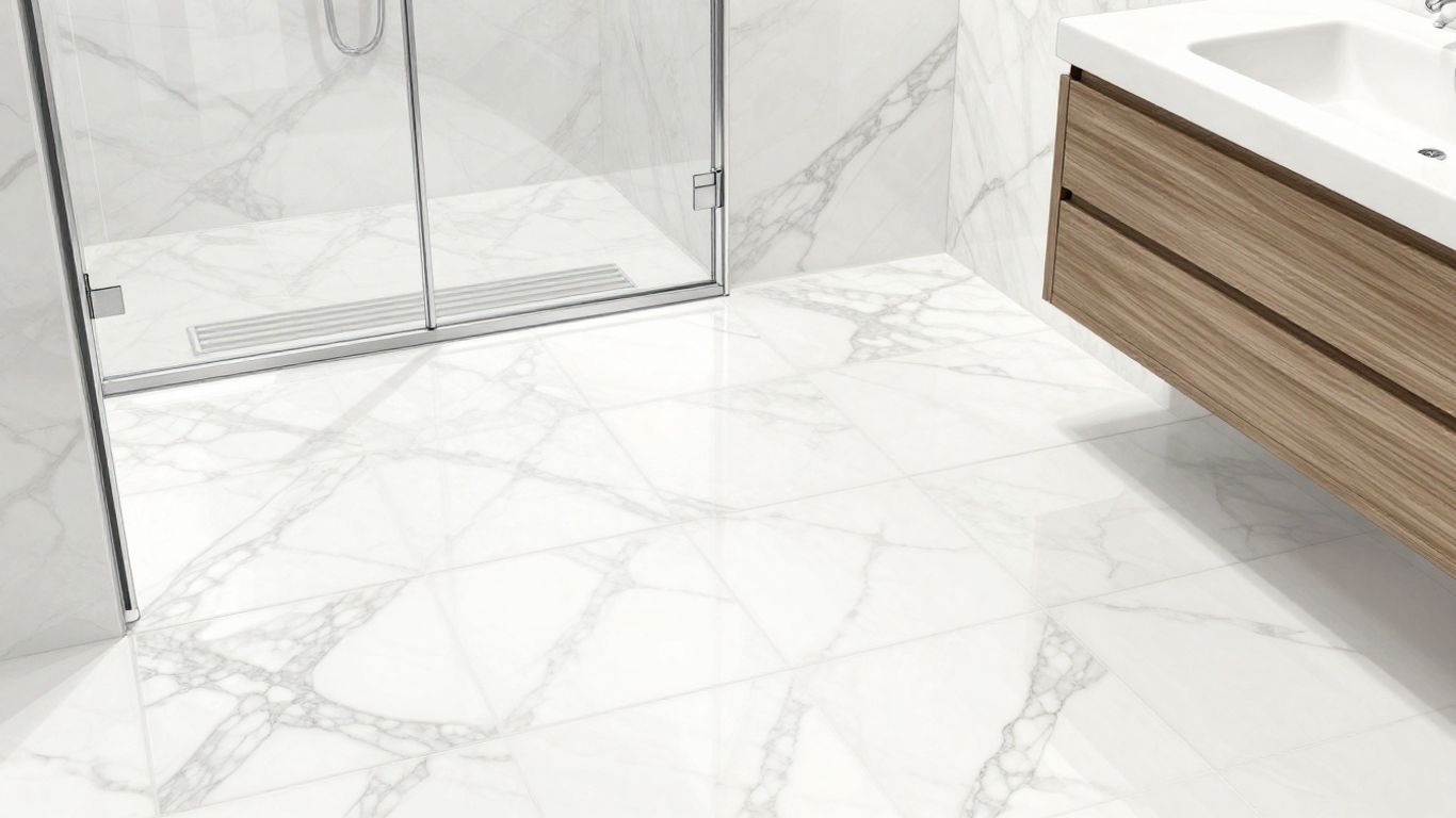 Thassos white marble shower floor sketch