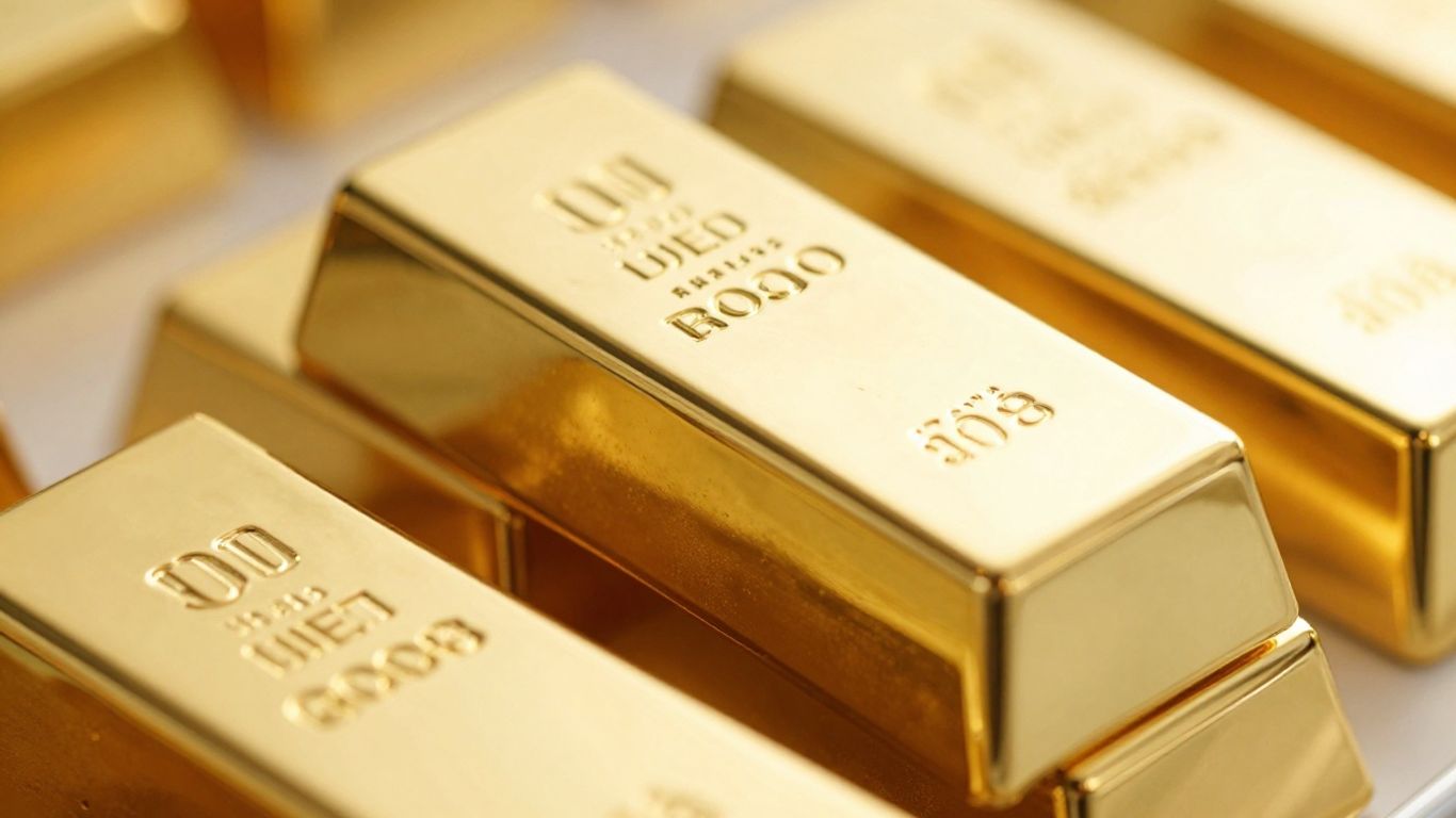 Lingots d'or brillants empilés dans un coffre-fort.