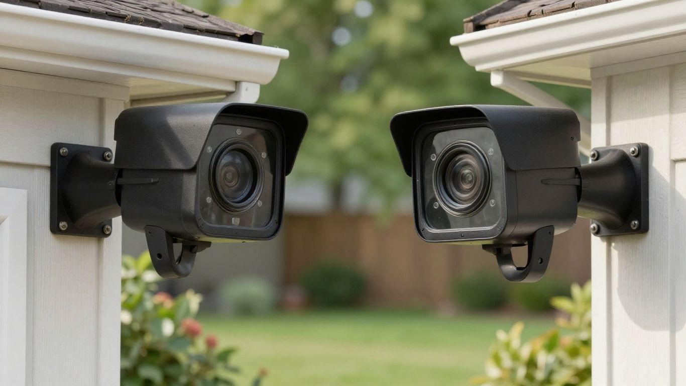 Wide outdoor camera view beside older model