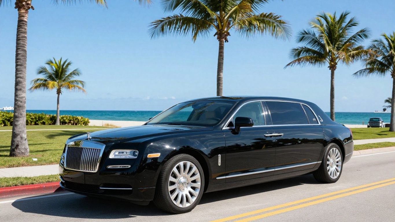 Luxury limousine on Singer Island coast