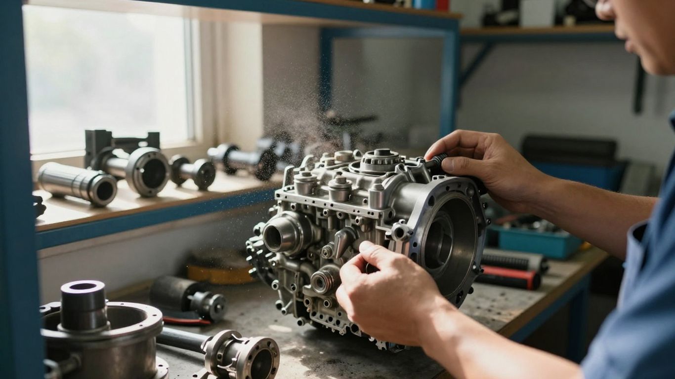 Volkswagen car parts in a workshop