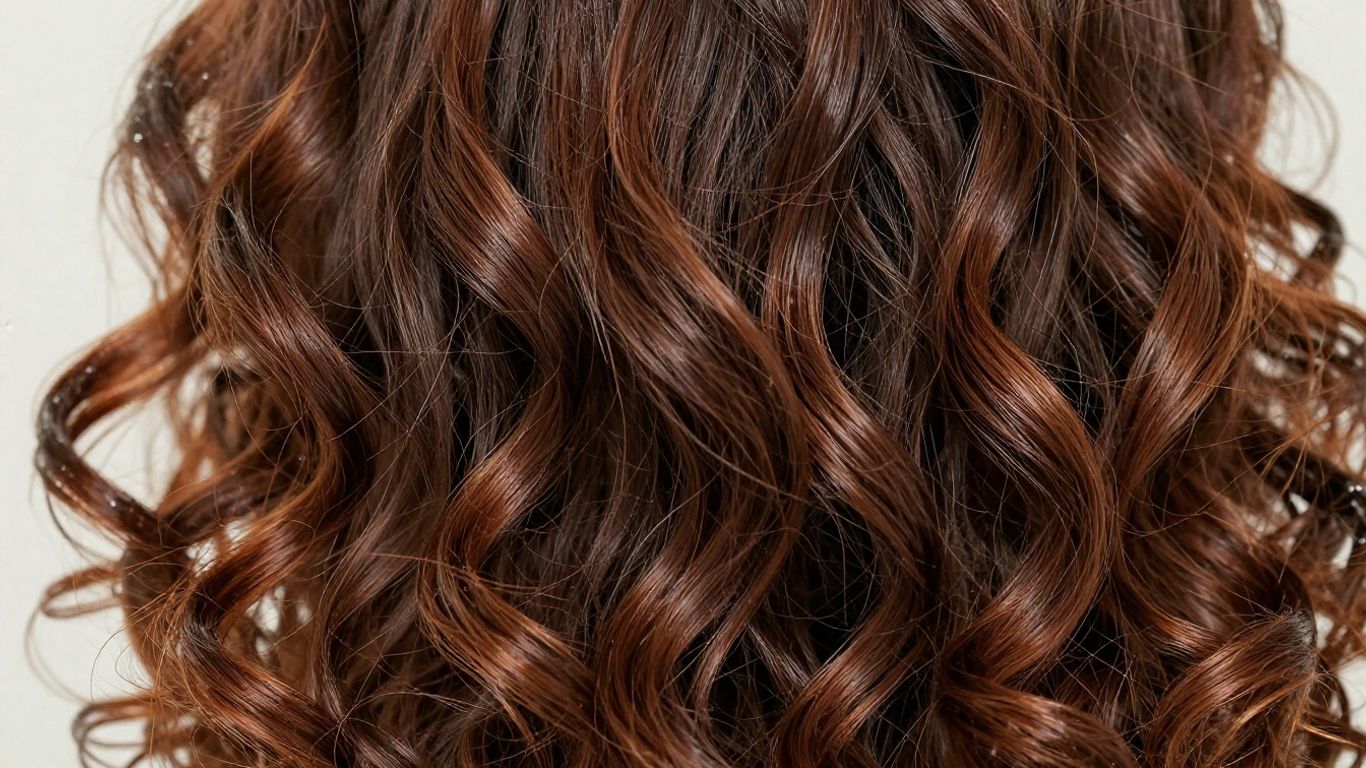 Healthy, defined curly hair with a glossy sheen.