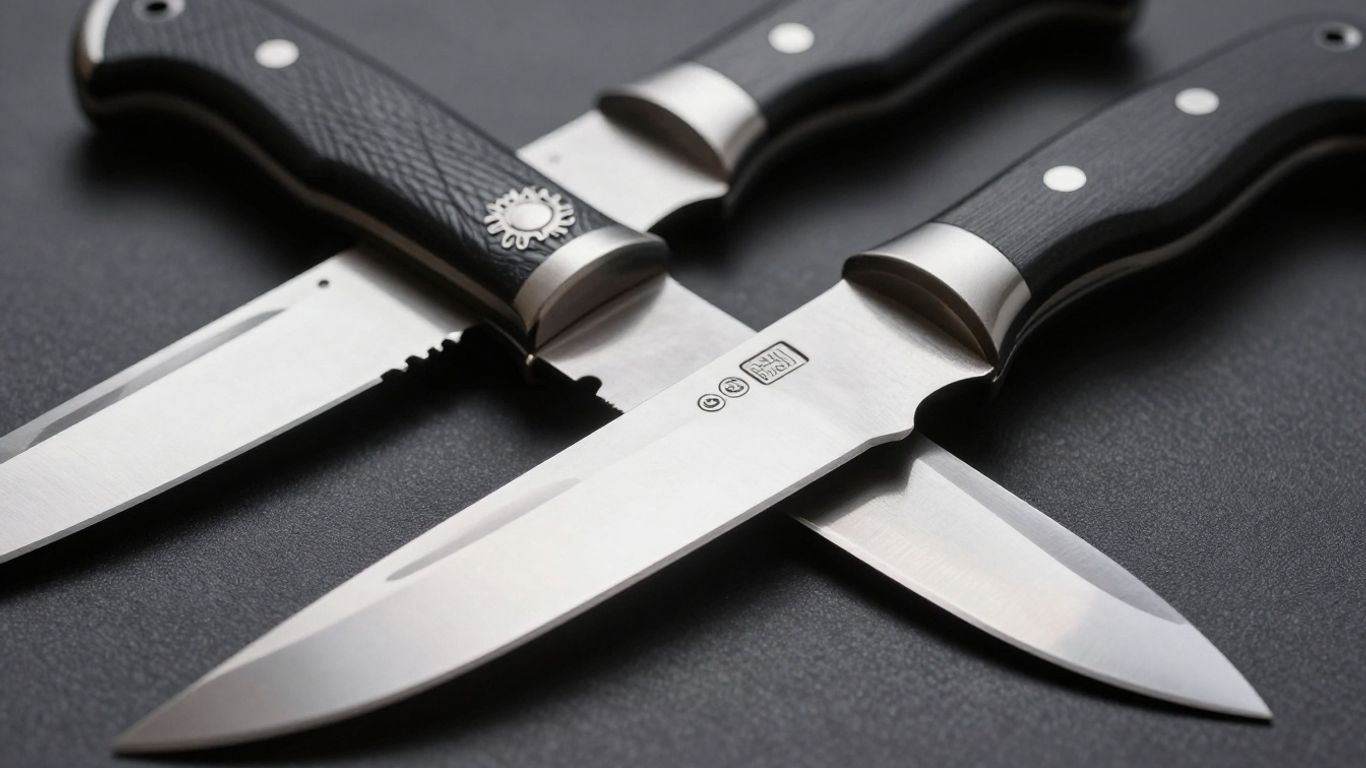 Handmade vs. machine knife comparison, showing craftsmanship and design.