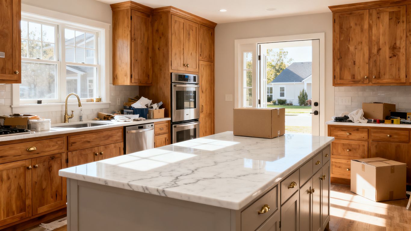 Bright quartz kitchen in a newly owned home