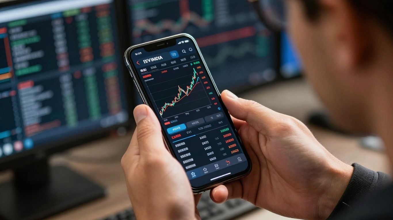 Trader using phone for CFD scalping in Australia.
