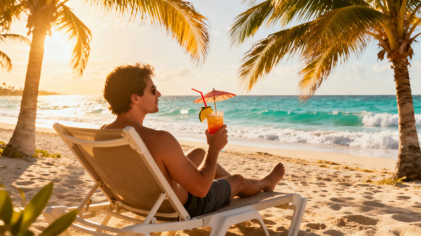 Cabo San Lucas beach with palm trees and ocean.