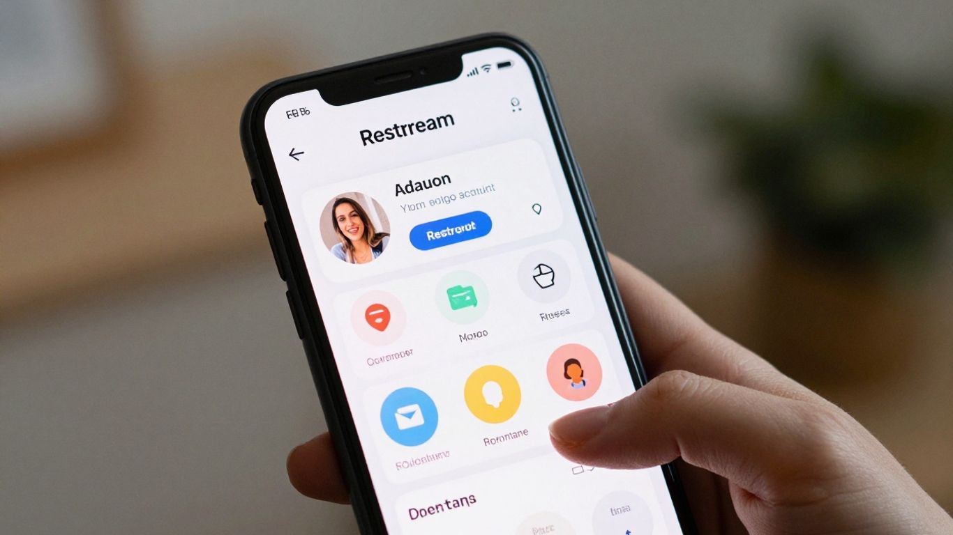 Restream app interface on a smartphone during a live stream.