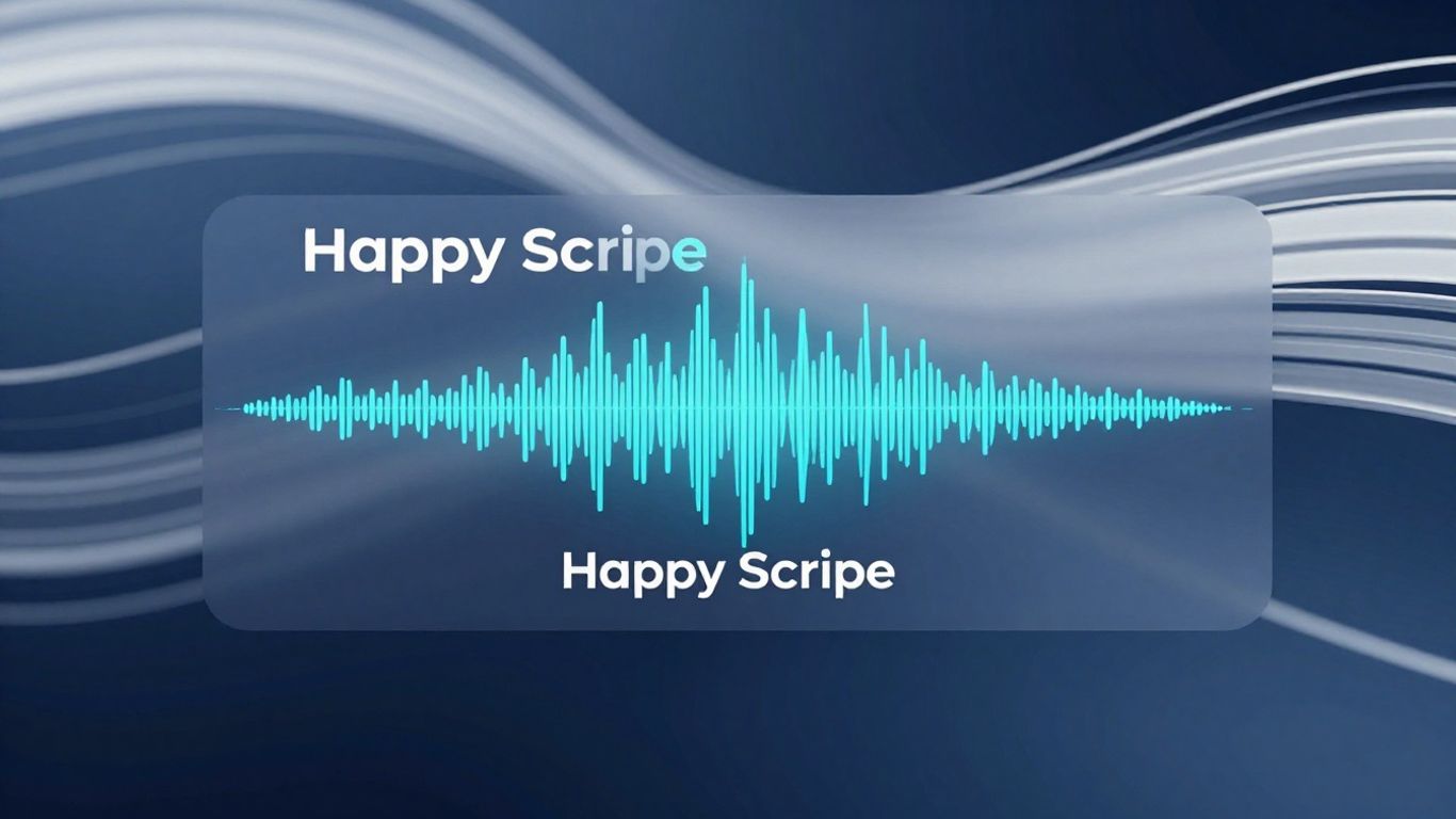 Happy Scribe transcription and subtitling interface with waveforms.