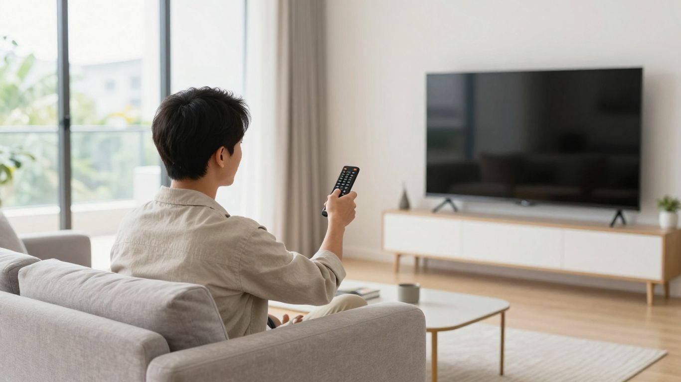 User setting up media player on a smart tv