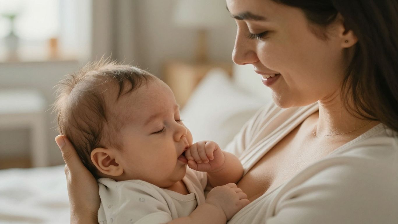Madre amamantando a su bebé con amor.