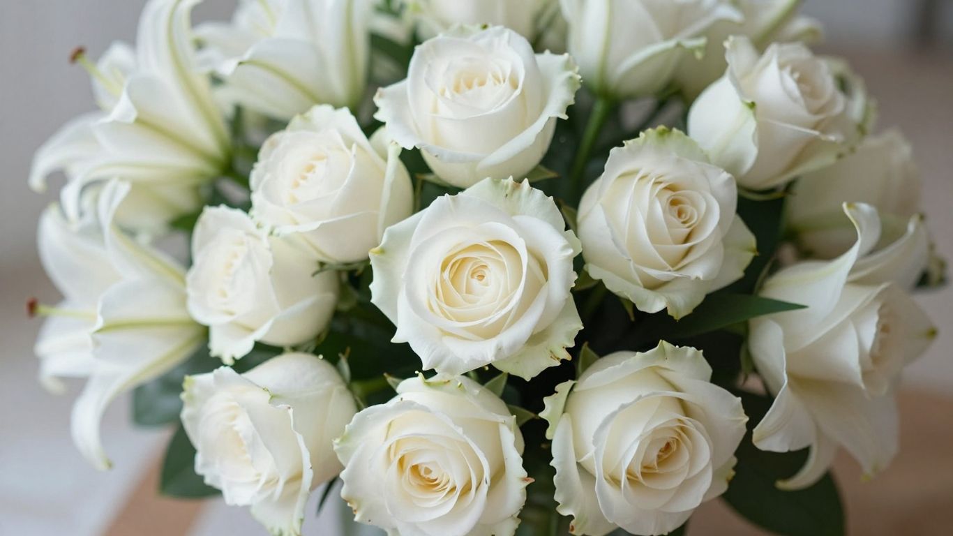 Funeral flowers: lilies and roses arrangement