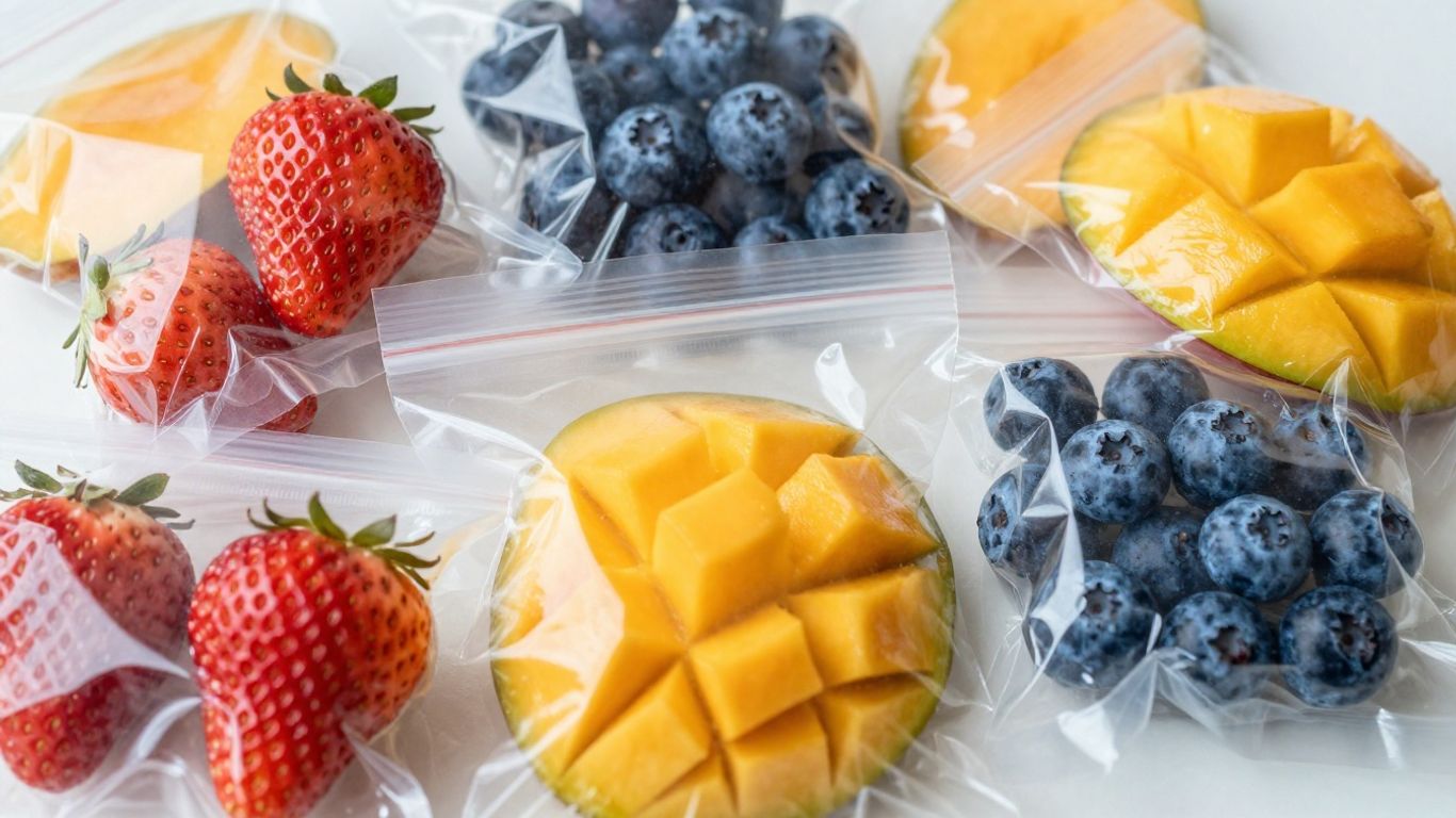 ผลไม้สดในถุงซีลสุญญากาศ