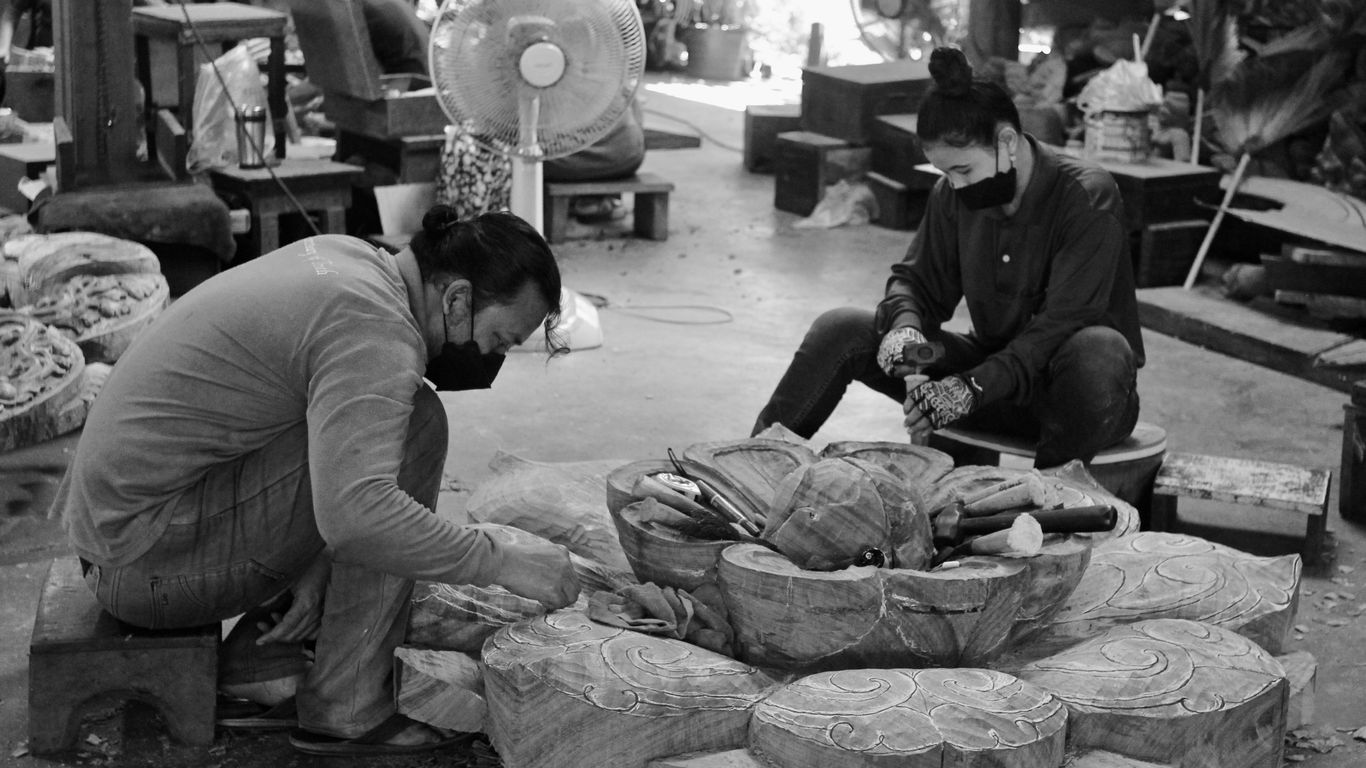 Stone fabricator shaping a custom piece