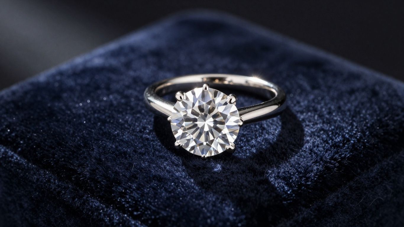 A beautifully crafted diamond ring resting on a velvet