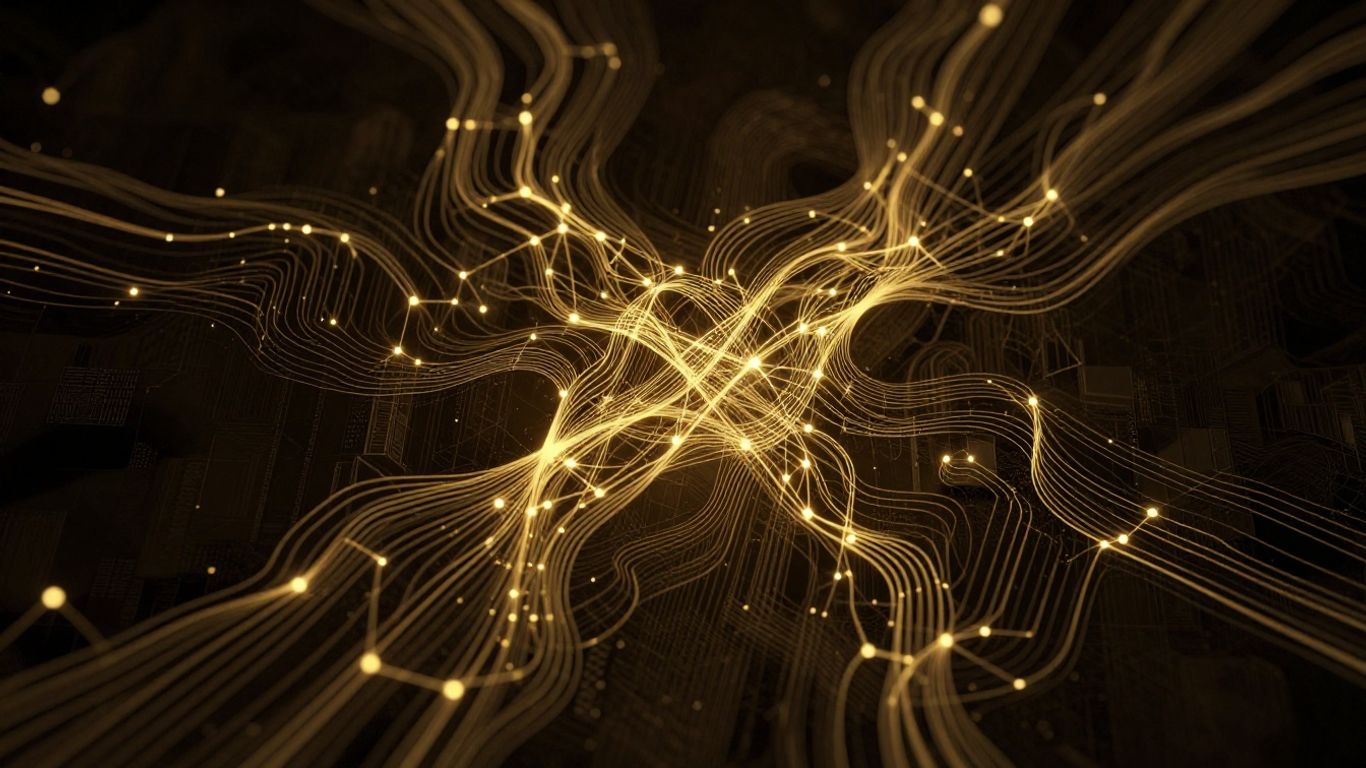 Abstract gold patterns on dark background, representing behavioral biometrics.